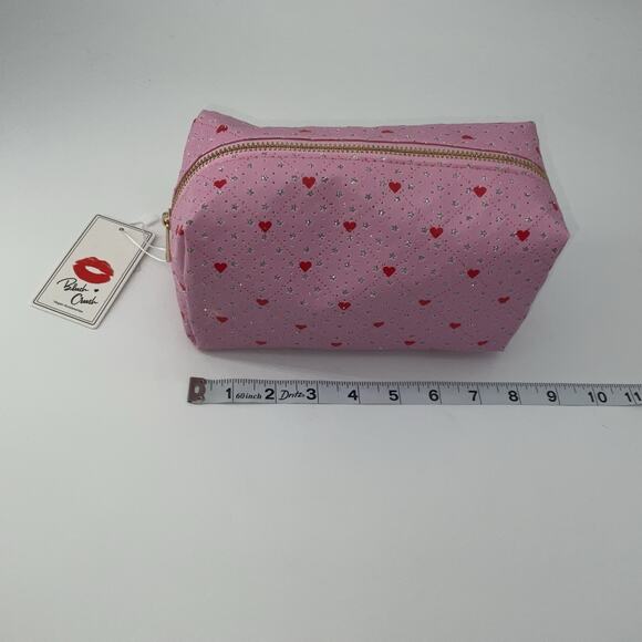 NWT Pink Hearts Boxy Makeup Cosmetic Bag by Blush Crush - Picture 7 of 9